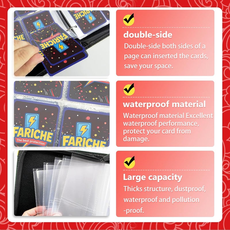 FARICHE Trading Card Binder for Cards, 9-Pocket Portable Card Collector Ablum Holder Book Fits 900 Cards with 50 Removable Sleeve, Waterproof Card Binder Display Storage Carrying Case for TCG-Dragon - Image 4